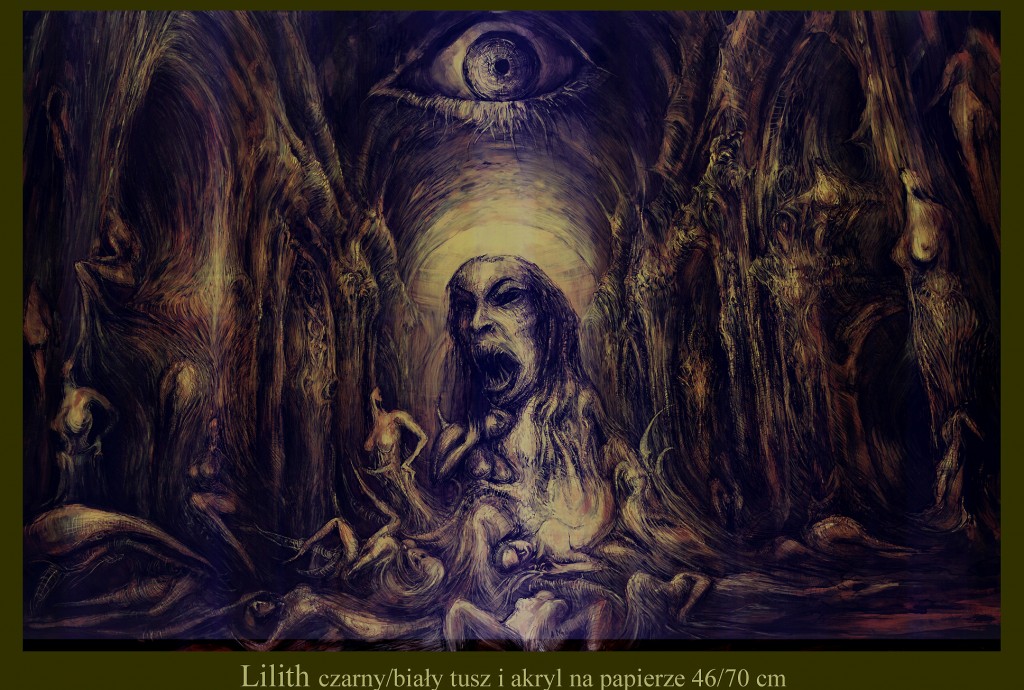 Lilith tusz i akryl na papierze 46/70 cm