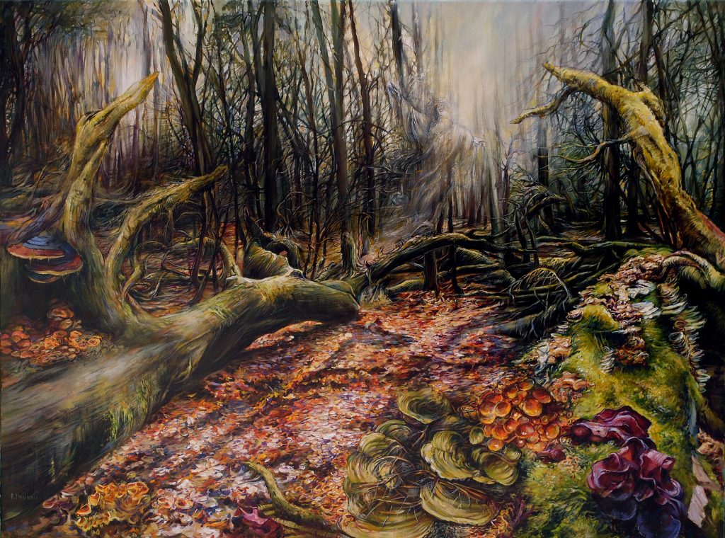 Medinis – Bóg Lasów pogańskich prusów ( W Lesie Piwnickim)akryl na płótnie 80/60 cm