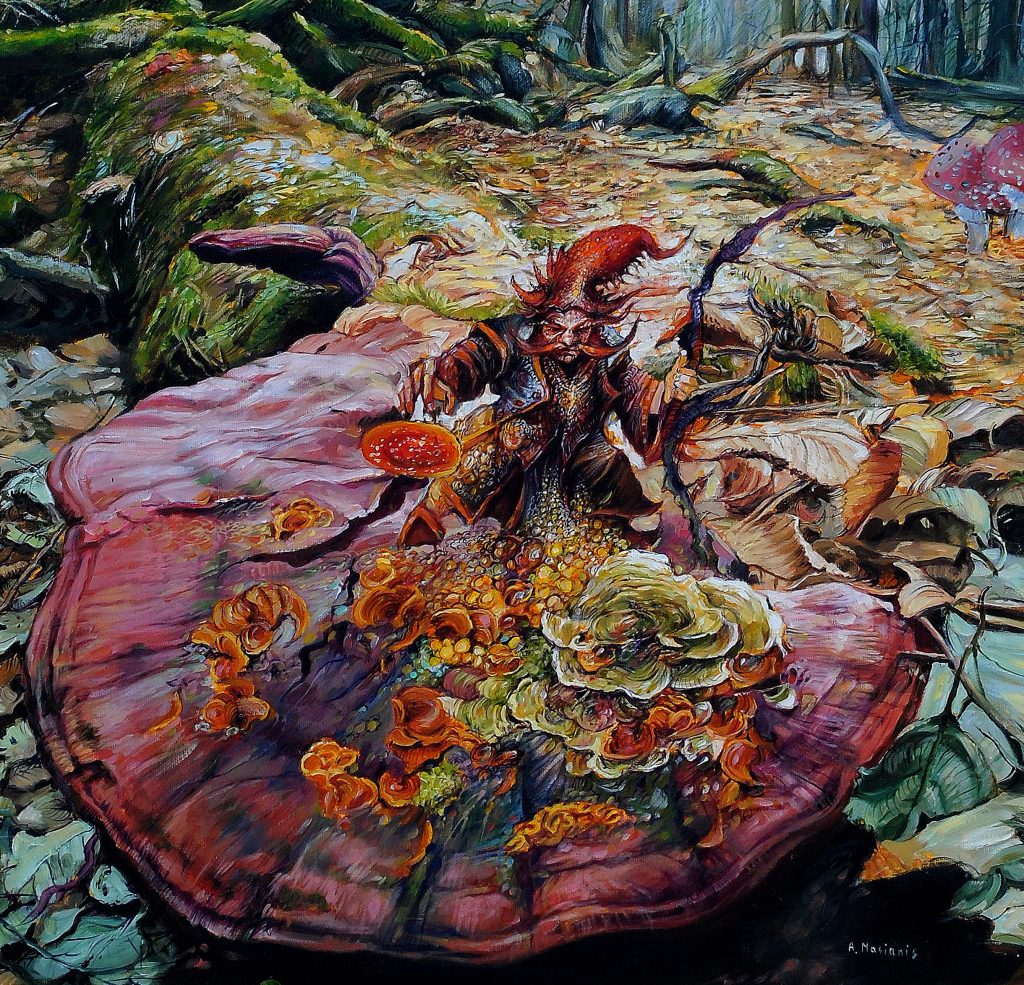 Gnome - pagan#balts#forest acrylic on canvas (part)