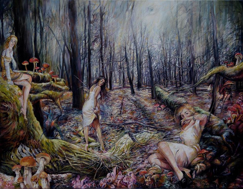 Three Witches - pagan#balts#forest acrylic on canvas 75/58 cm
