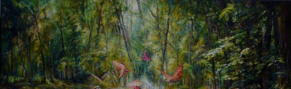 Ragana -Prussian witch and devil circle (part)pagan#balts#forest acrylic on canvas 60/80 cm 
