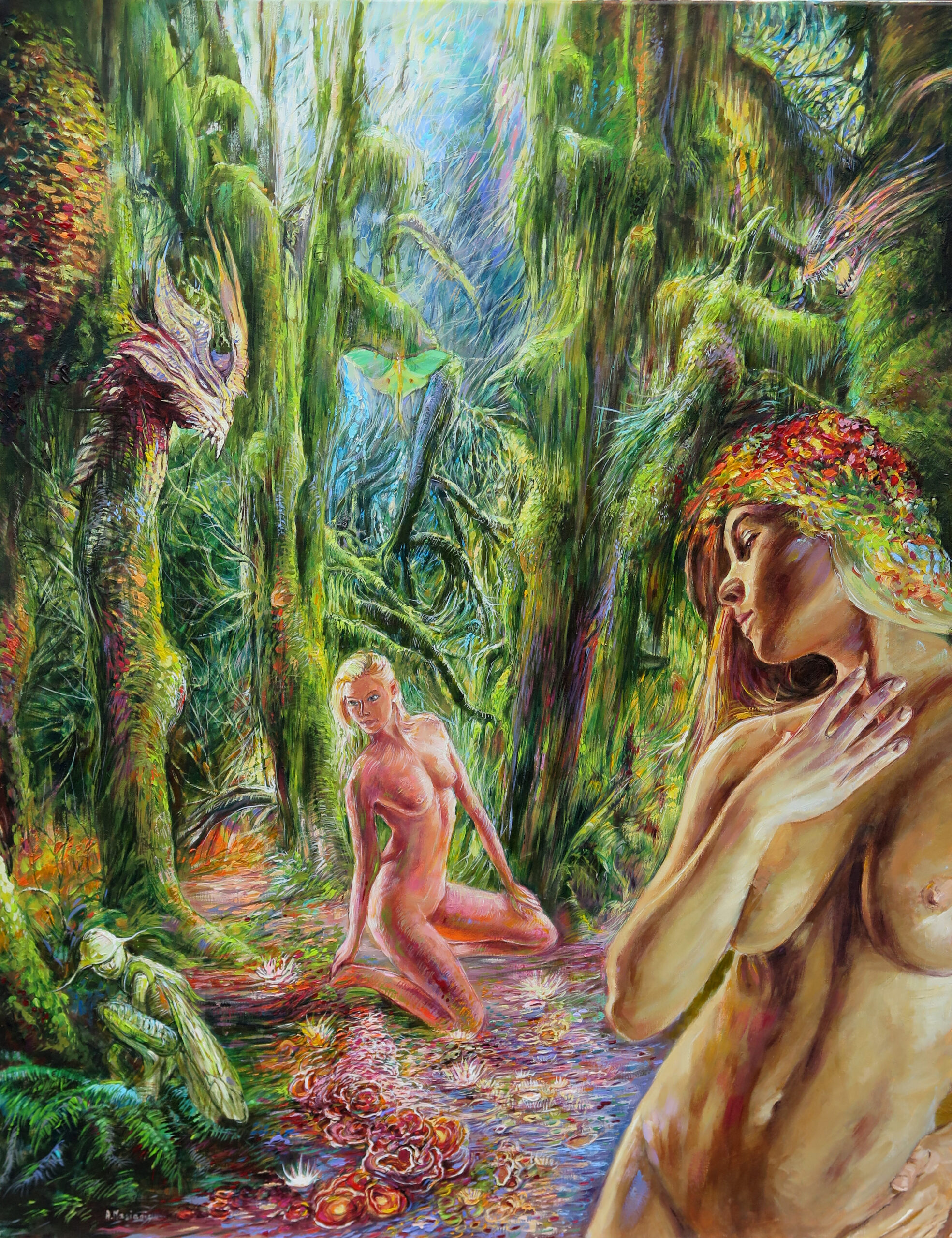 Lilith i Ewa akryl na płótnie 90/70 cm Lilith and Eve acrylic on canvas 90/70 cm.